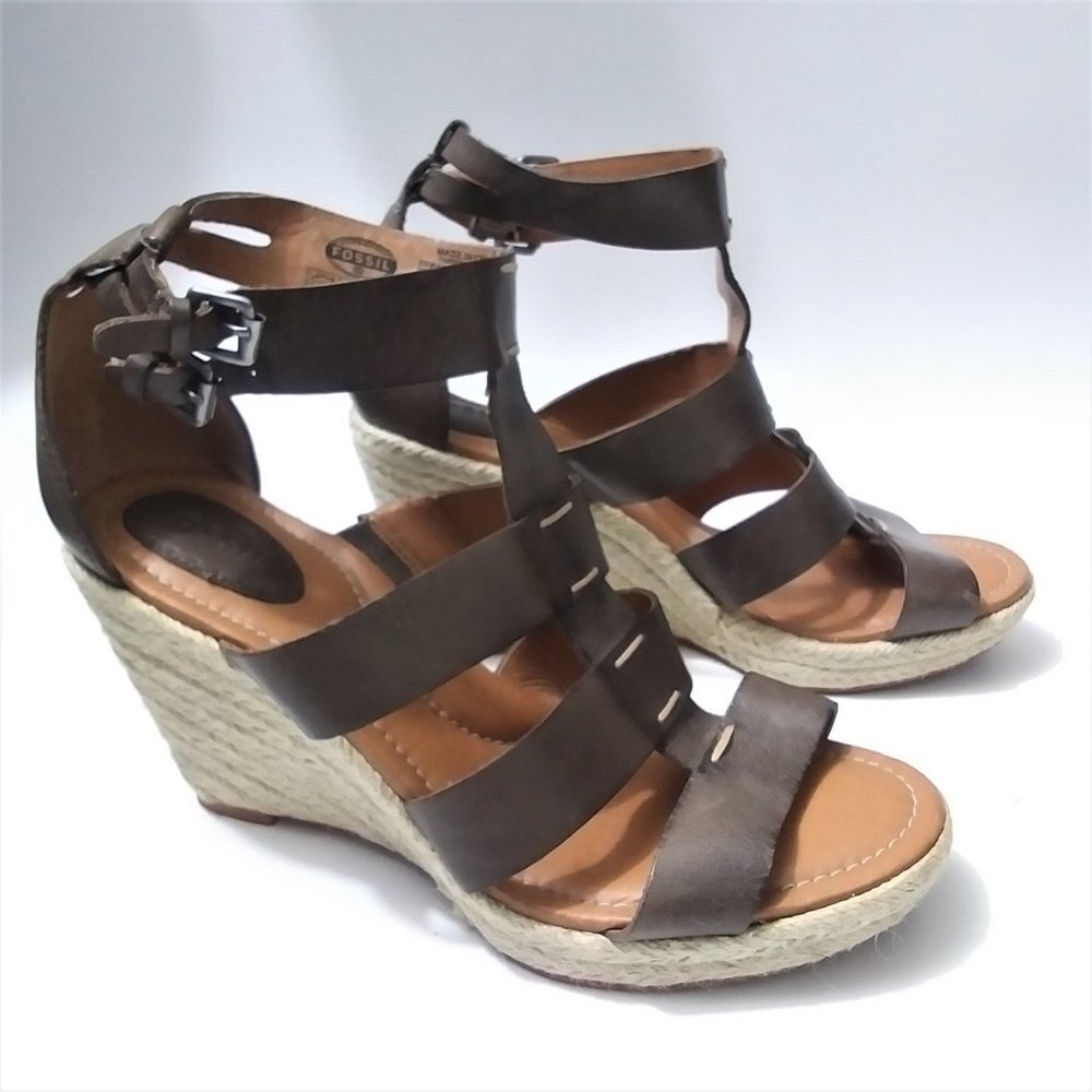 Fossil Platform Gladiator‎ Wedge Espadrilles